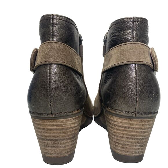 Dansko Womens 9 Suede Leather Side Zip Ankle Wedge Boots Brown - Picture 9 of 16